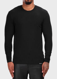 Knit Fitted Long Sleeve T-Shirt - Black