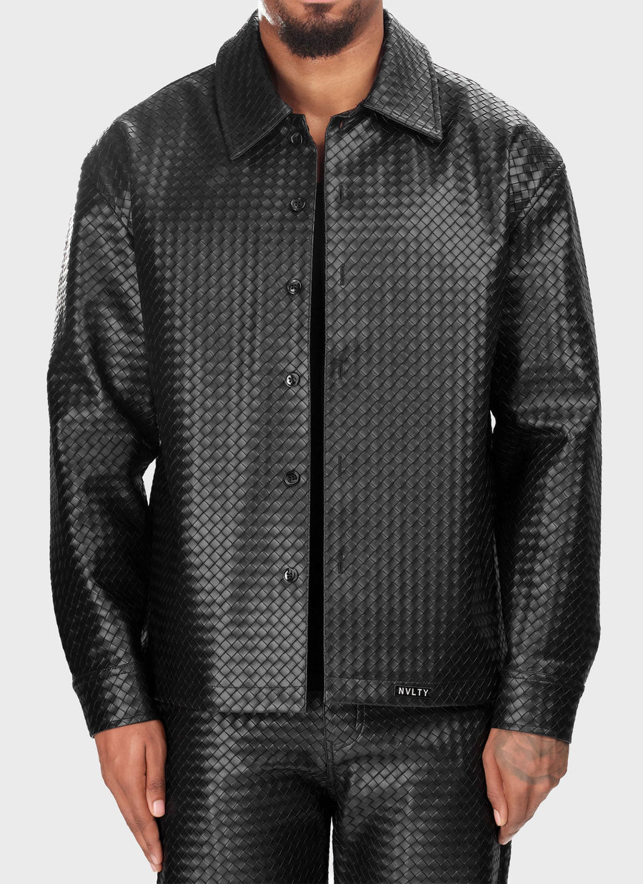 Leather Interlock Shirt - Black