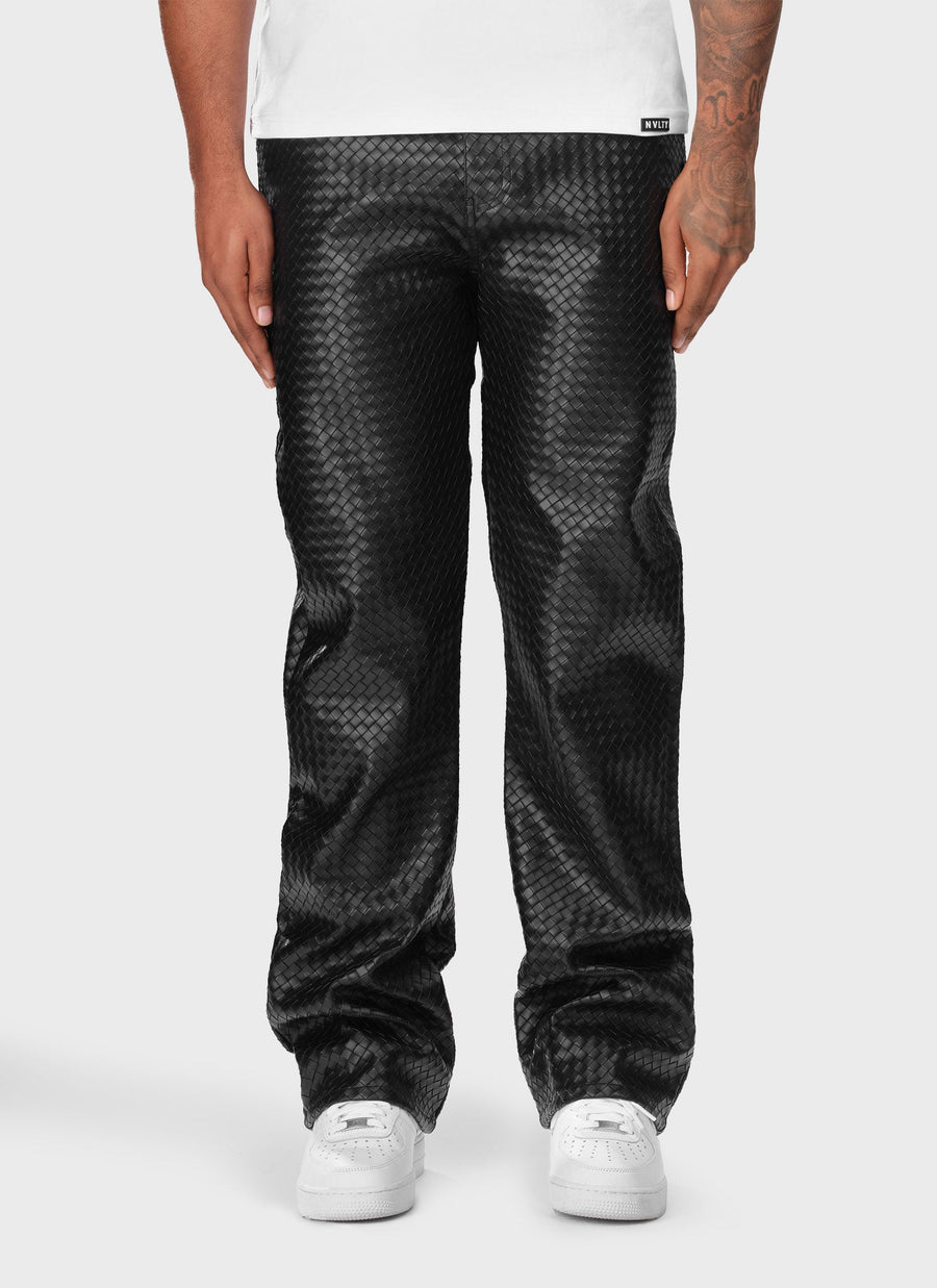 Leather Interlock Pants - Black