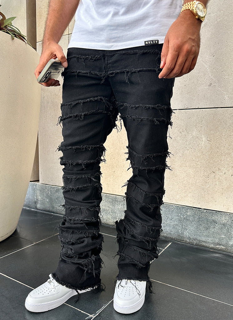 Vintage Flare Thread Jeans - Schwarz