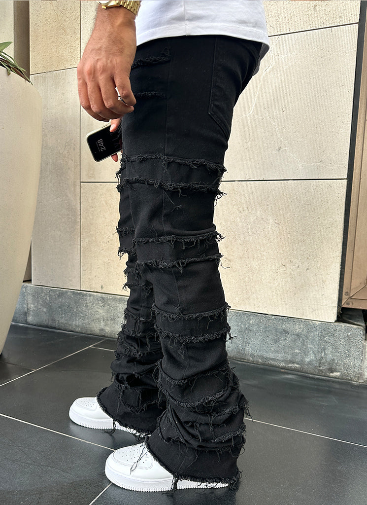 Vintage Flare Thread Jeans - Schwarz