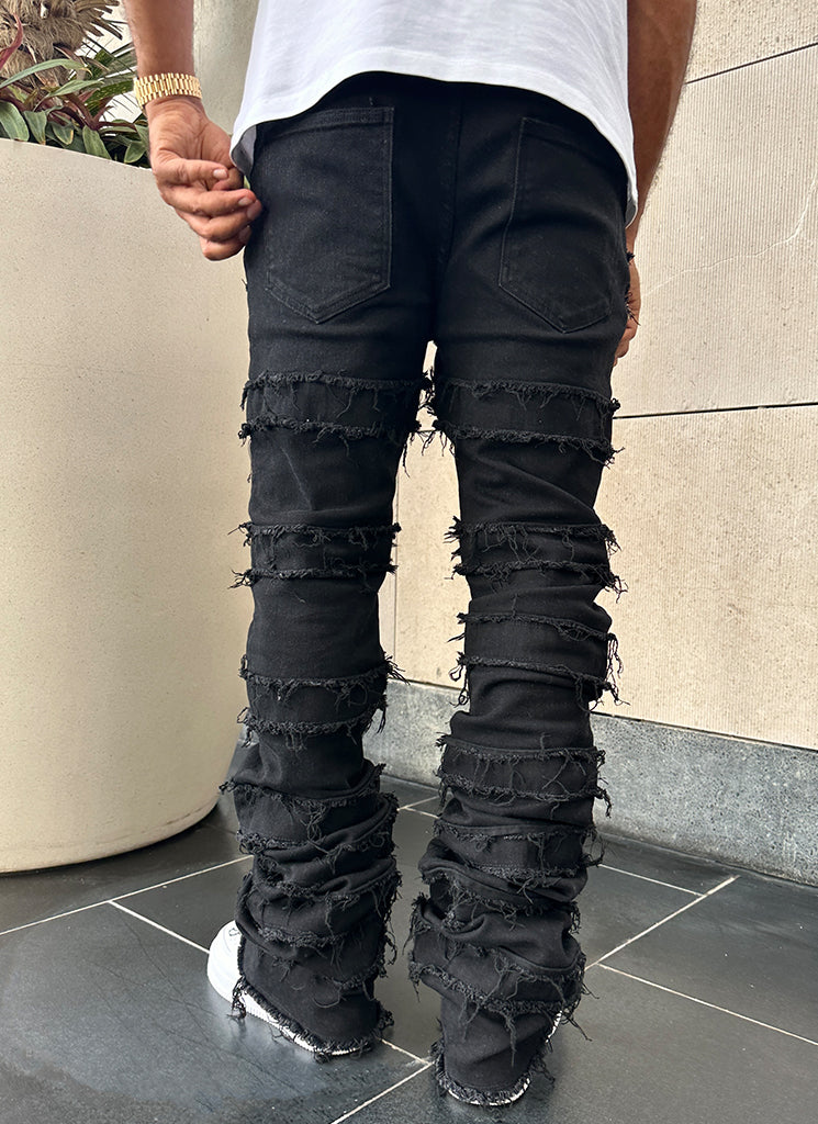 Vintage Flare Thread Jeans - Schwarz