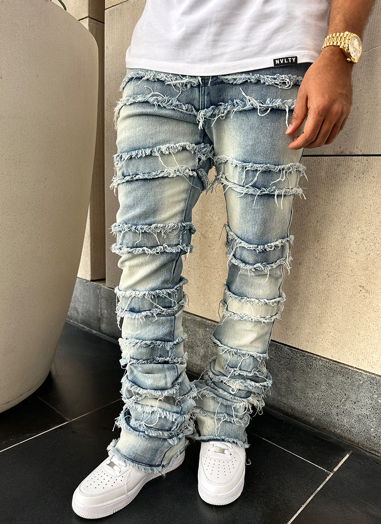Vintage Flare Thread Jeans - Blau