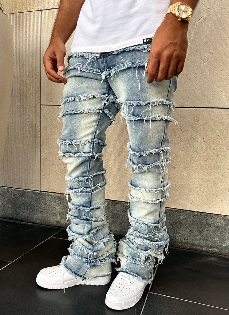 Vintage Flare Thread Jeans - Blau