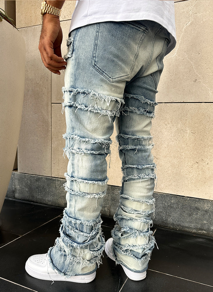 Vintage Flare Thread Jeans - Blau