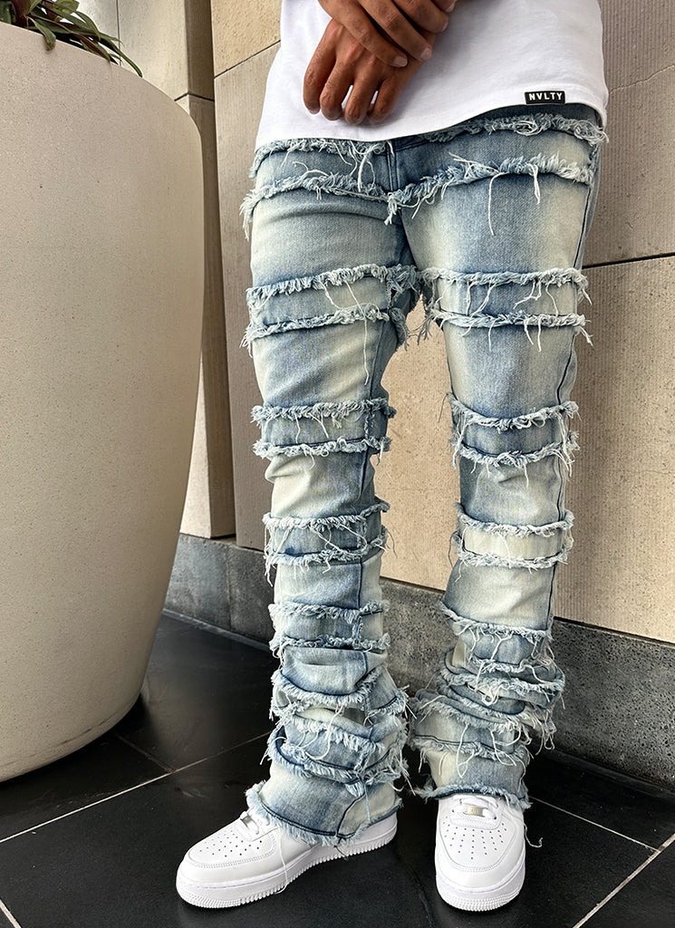Vintage Flare Thread Jeans - Blau