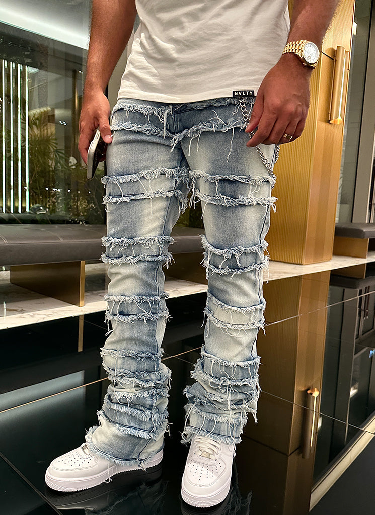 Vintage Flare Thread Jeans - Blau