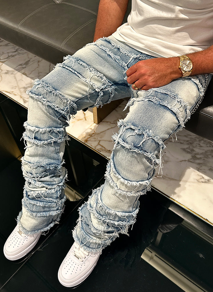 Vintage Flare Thread Jeans - Blau