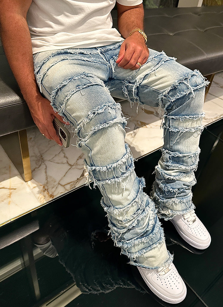 Vintage Flare Thread Jeans - Blau