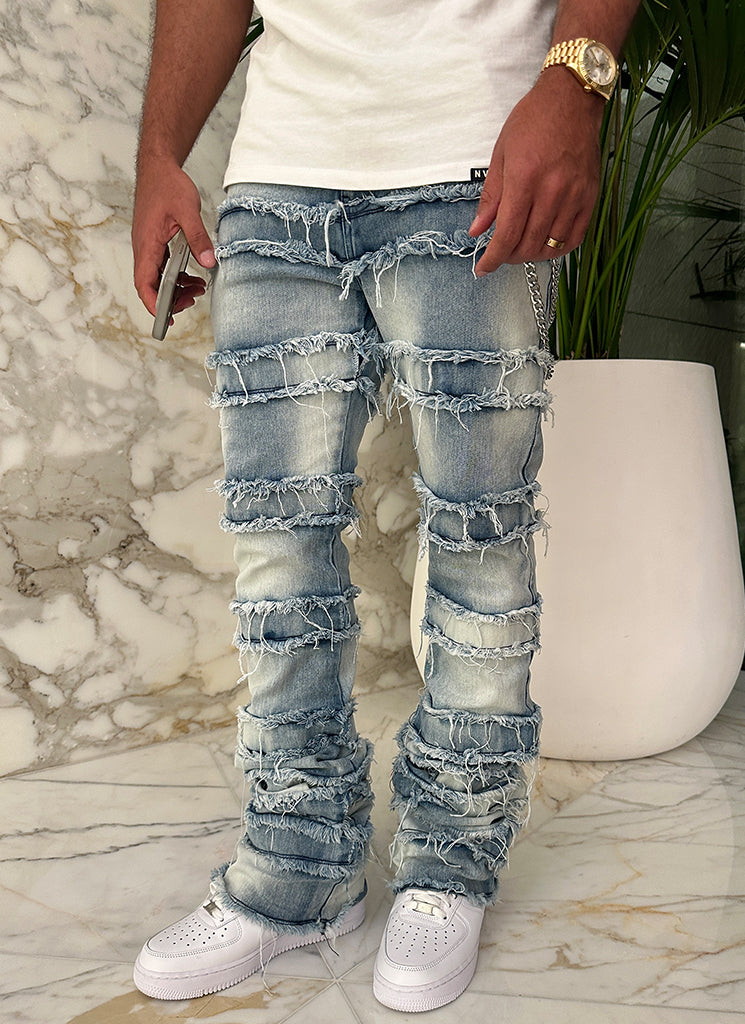 Vintage Flare Thread Jeans - Blau