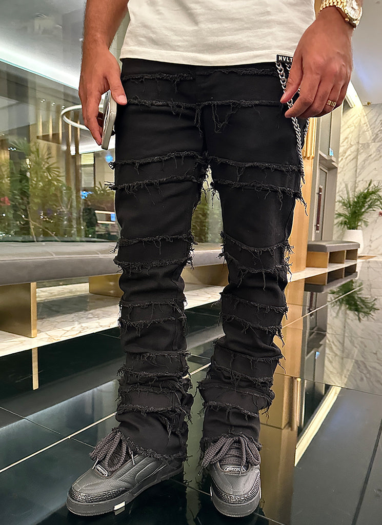 Vintage Flare Thread Jeans - Schwarz