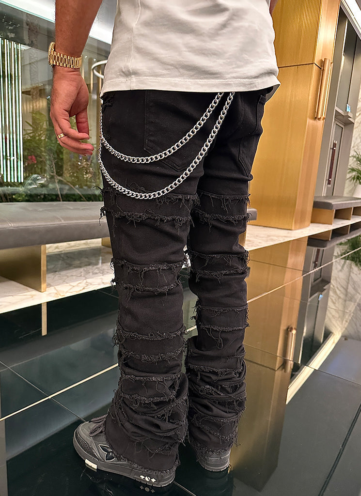 Vintage Flare Thread Jeans - Schwarz