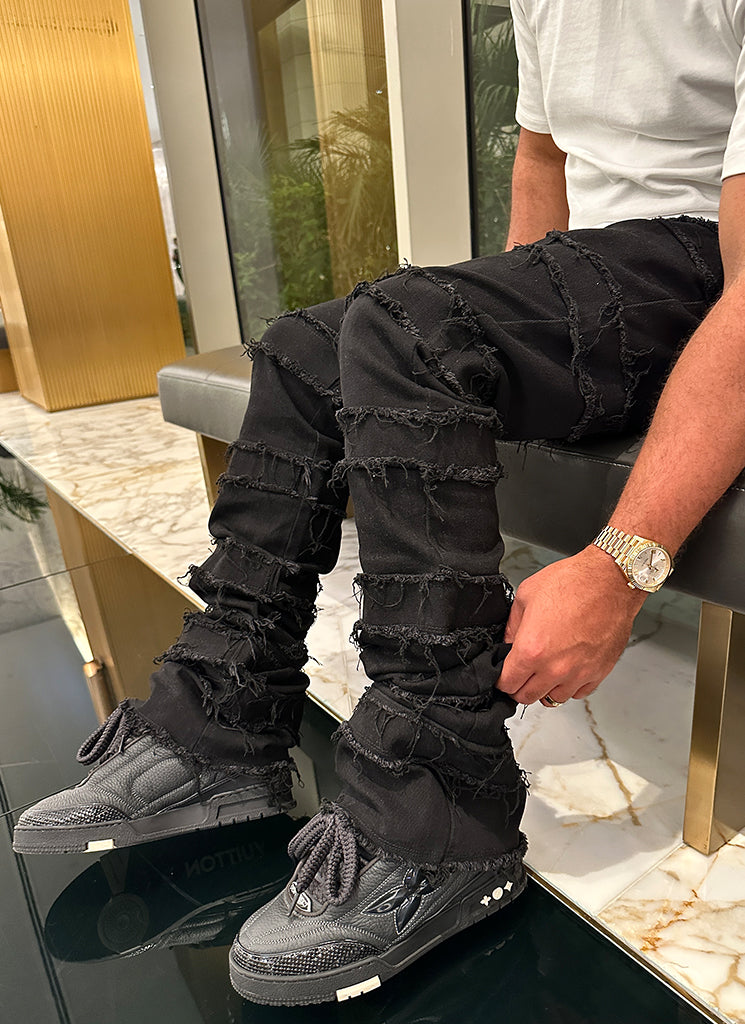 Vintage Flare Thread Jeans - Schwarz