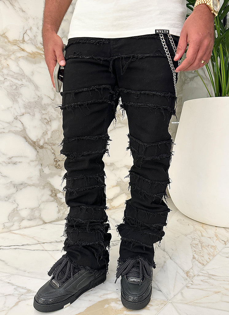 Vintage Flare Thread Jeans - Schwarz