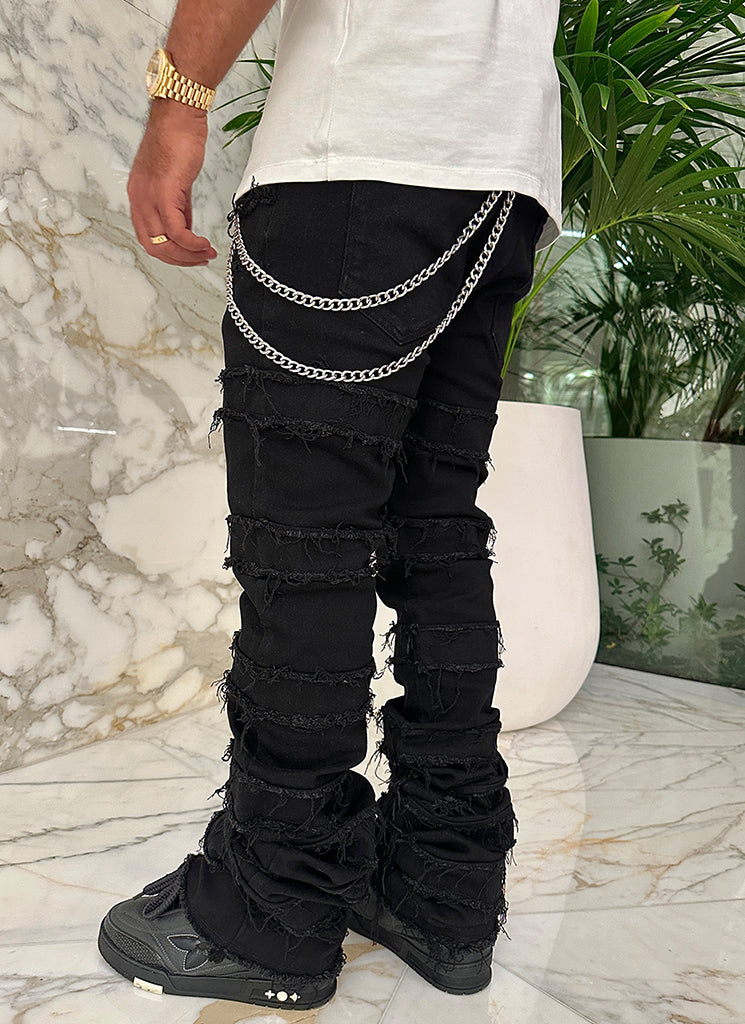 Vintage Flare Thread Jeans - Schwarz