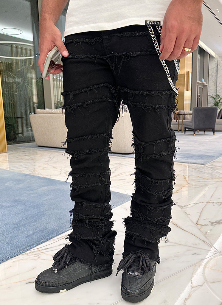 Vintage Flare Thread Jeans - Schwarz