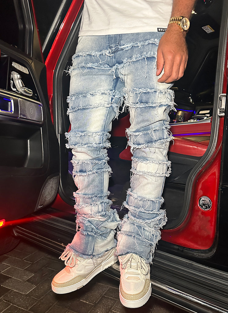 Vintage Flare Thread Jeans - Blau