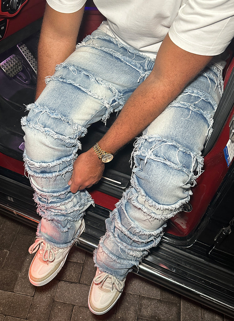 Vintage Flare Thread Jeans - Blau