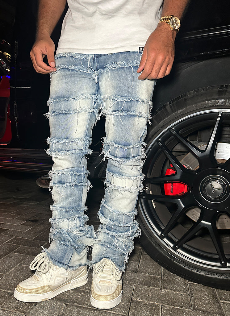 Vintage Flare Thread Jeans - Blau