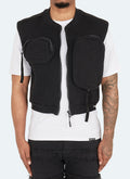Geripptes Harness mit mehreren Taschen - Schwarz