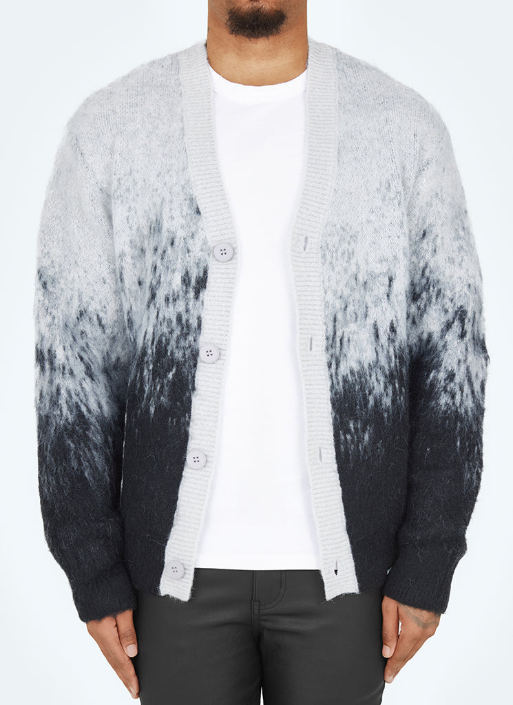 Mohair-Cardigan mit Farbverlauf - Schwarz