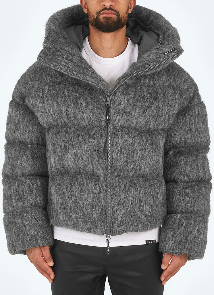 Mohair-Steppjacke - Grau