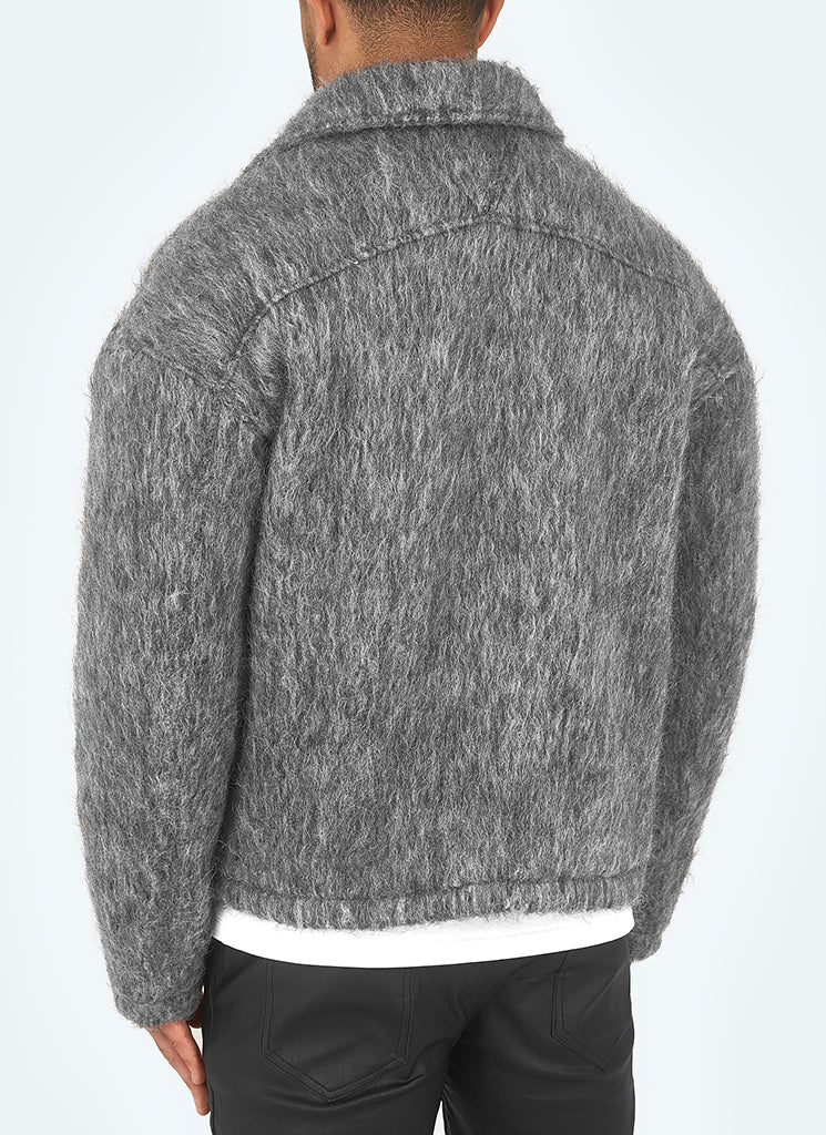 Mohair-Reißverschlussjacke - Grau