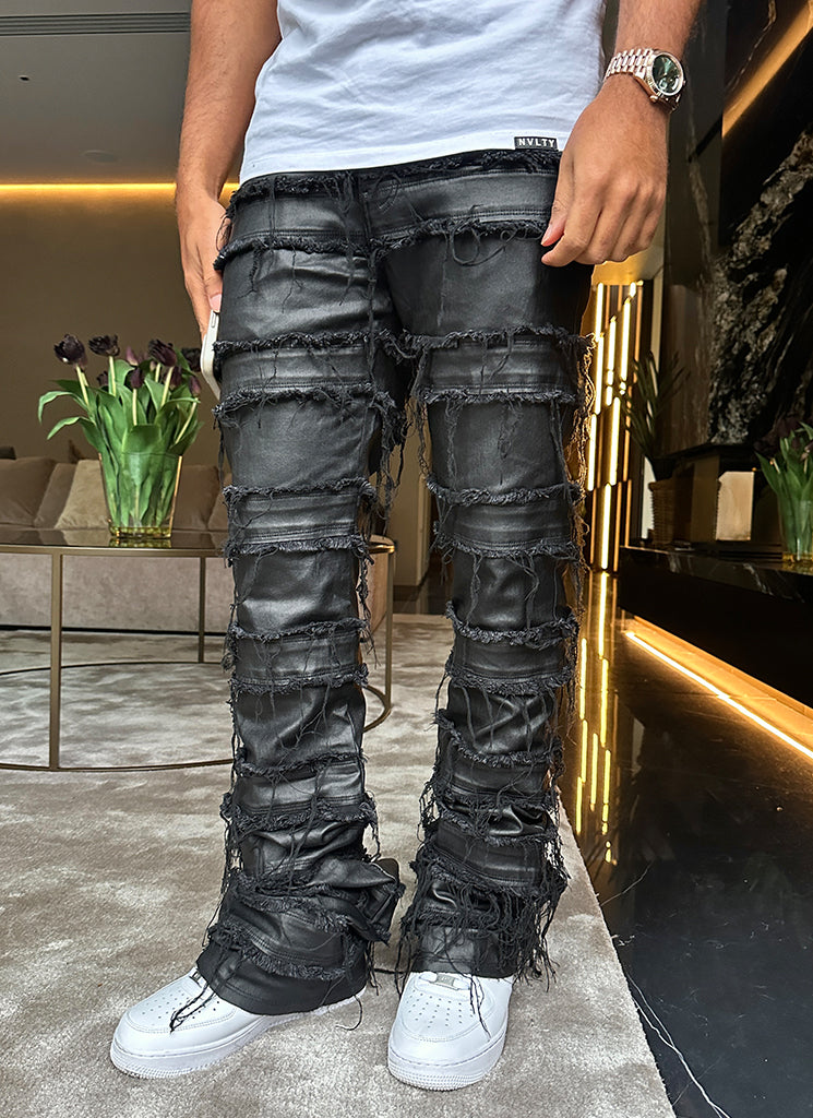 Vintage Flare Jeans mit Wachsfaden - Schwarz