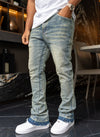 Vintage Flare Washed Jeans - Blue