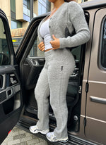 Mohair Flare Joggers - Grey