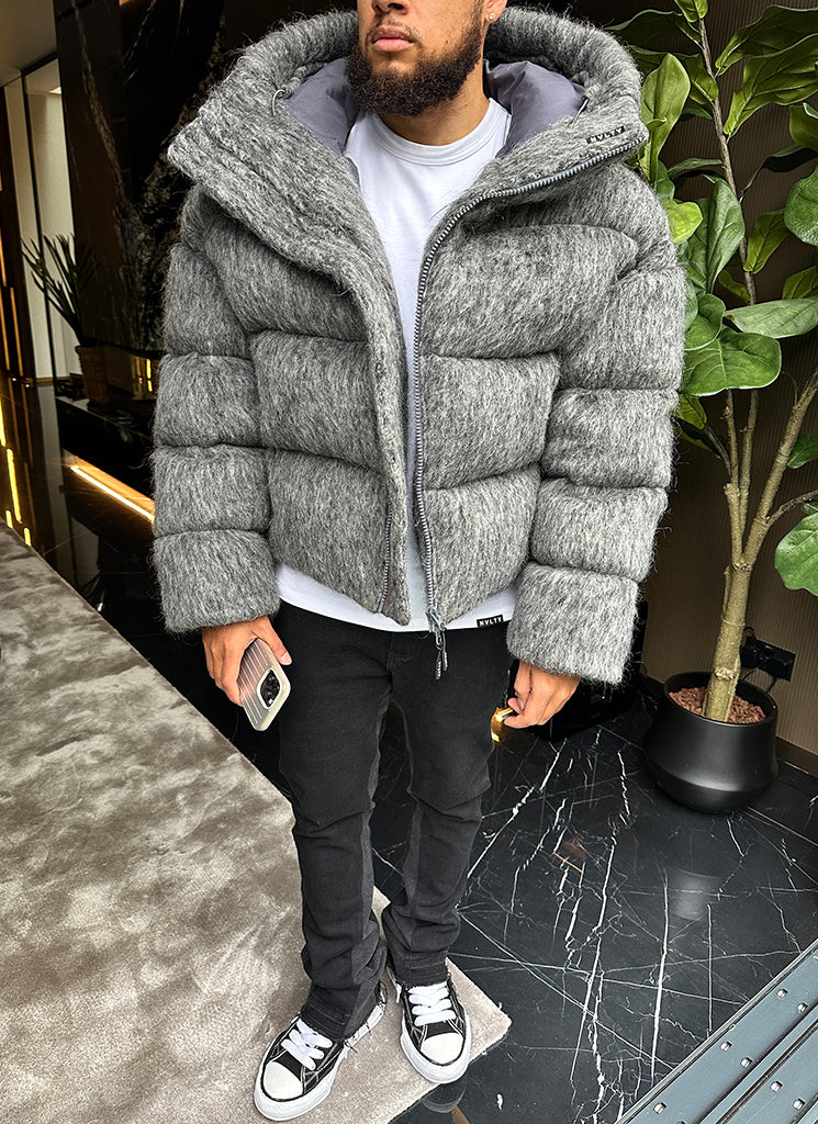Mohair-Steppjacke - Grau
