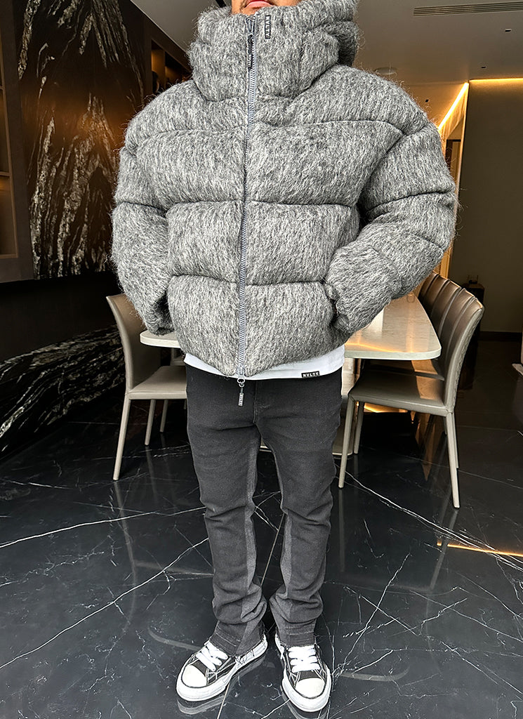 Mohair-Steppjacke - Grau
