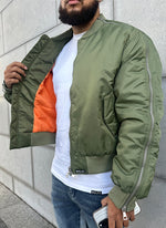 Heavyweight Zipper Bomber Jacket - Khaki