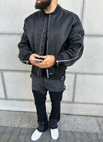 Heavyweight Zipper Bomber Jacket - Black