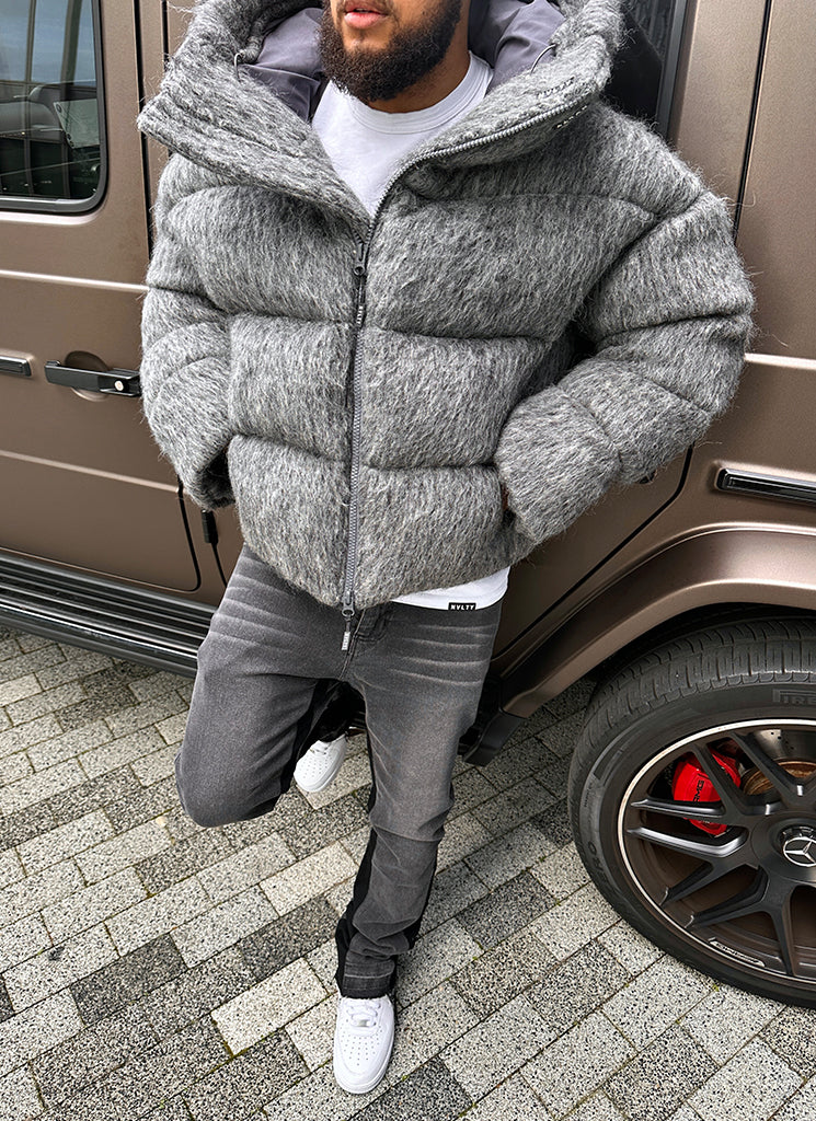 Mohair-Steppjacke - Grau