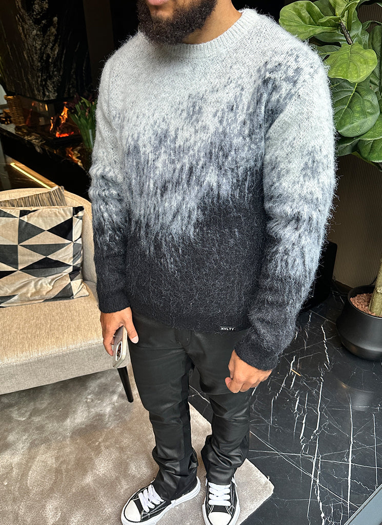 Mohair-Pullover mit Farbverlauf - Schwarz