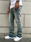 Vintage Flare Washed Jeans - Blue