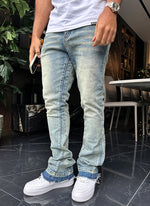 Vintage Flare Washed Jeans - Blue