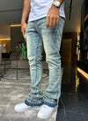 Vintage Flare Washed Jeans - Blue