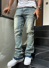 Vintage Flare Washed Jeans - Blue