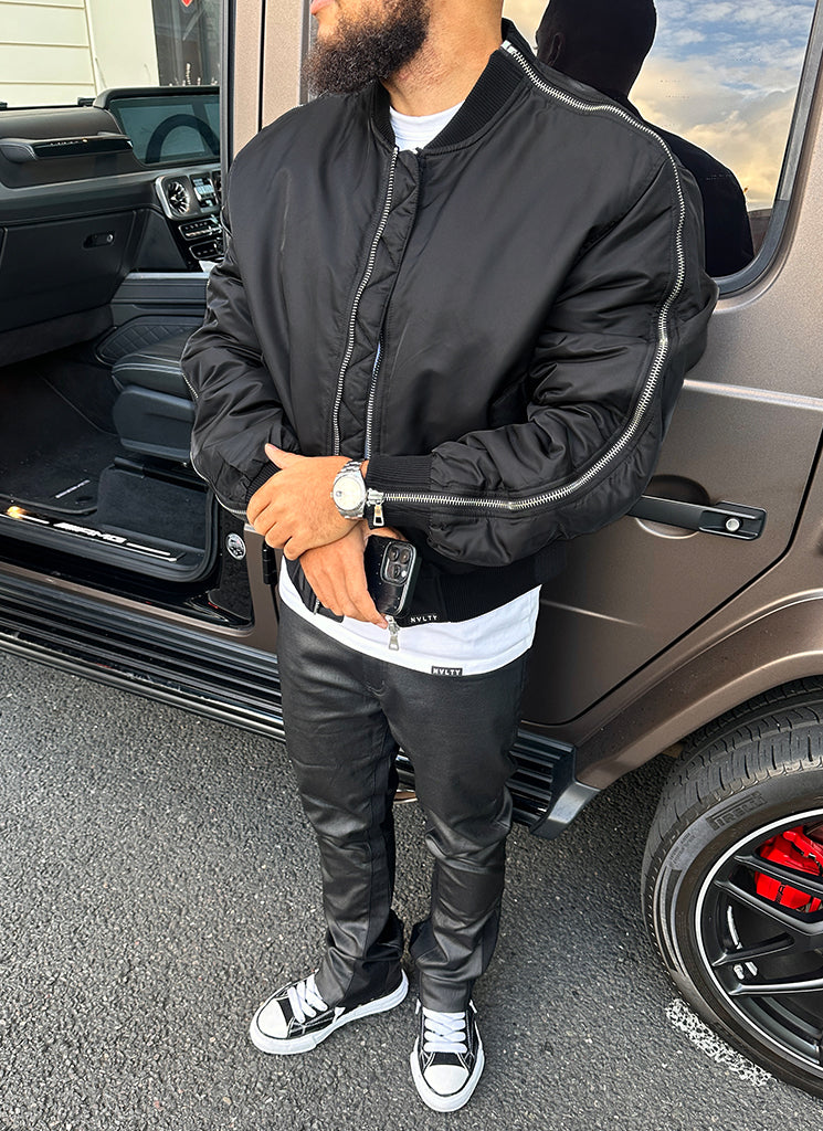 Heavyweight Zipper Bomber Jacket - Black