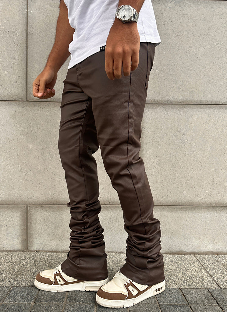 Vintage Stacked Wax Jeans - Braun