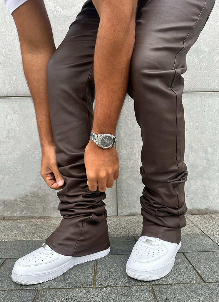 Vintage Stacked Wax Jeans - Braun