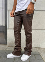 Vintage Flare Wax Jeans - Brown