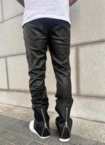 Vintage Flare Wax Hem Zipper Jeans - Black