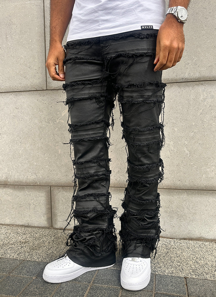 Vintage Flare Jeans mit Wachsfaden - Schwarz