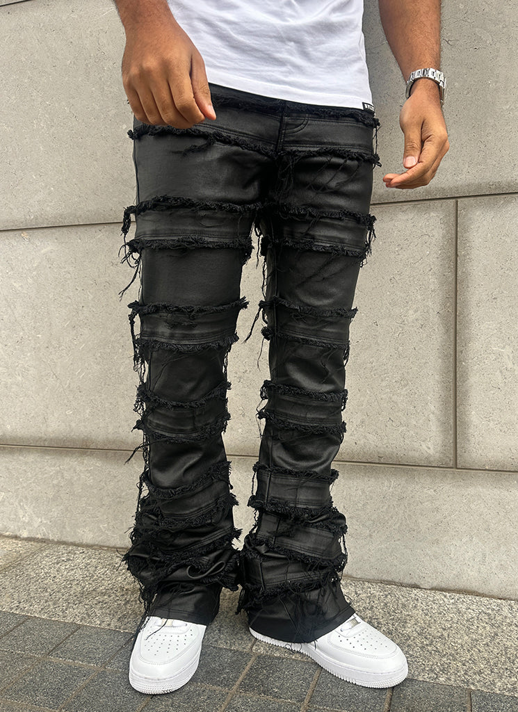 Vintage Flare Jeans mit Wachsfaden - Schwarz
