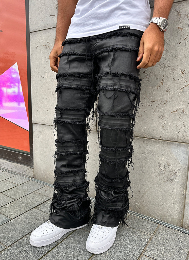 Vintage Flare Jeans mit Wachsfaden - Schwarz