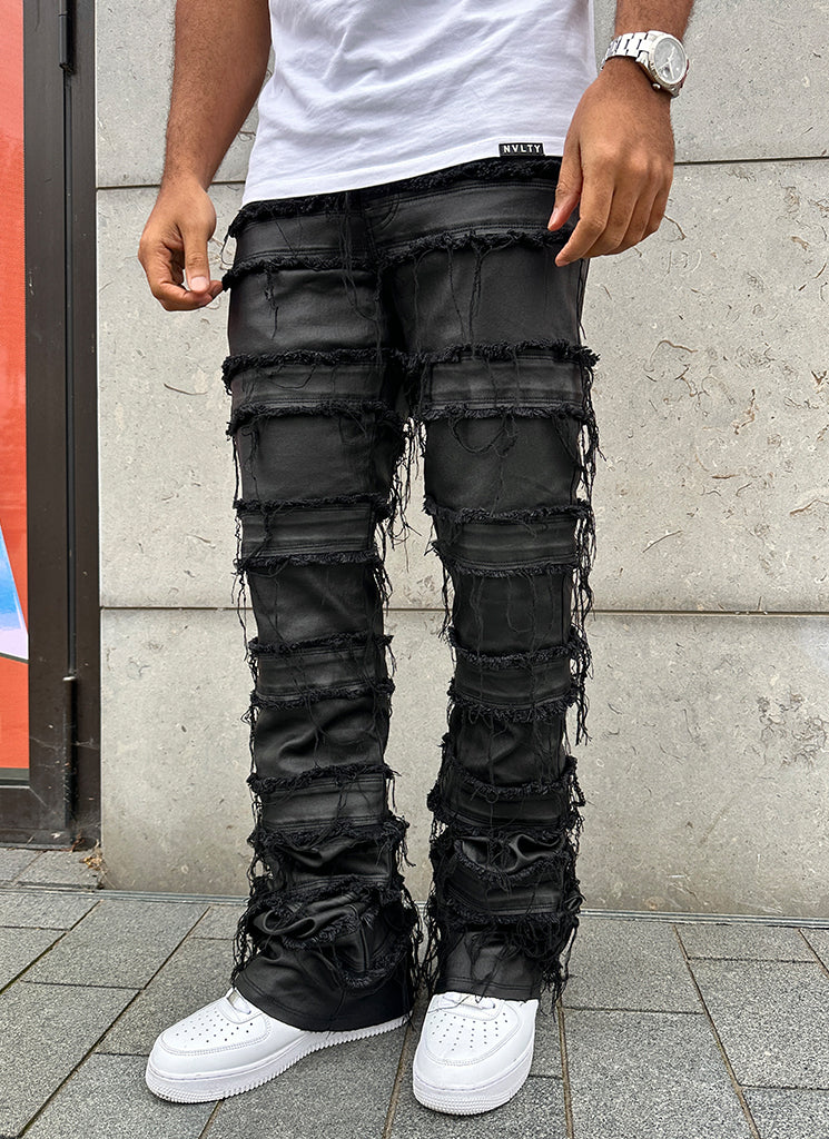 Vintage Flare Jeans mit Wachsfaden - Schwarz