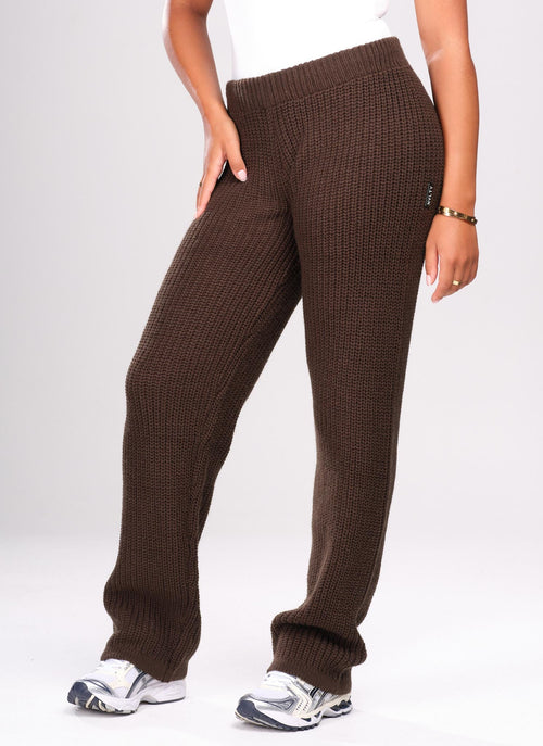 Heavyweight Knitted Joggers - Brown